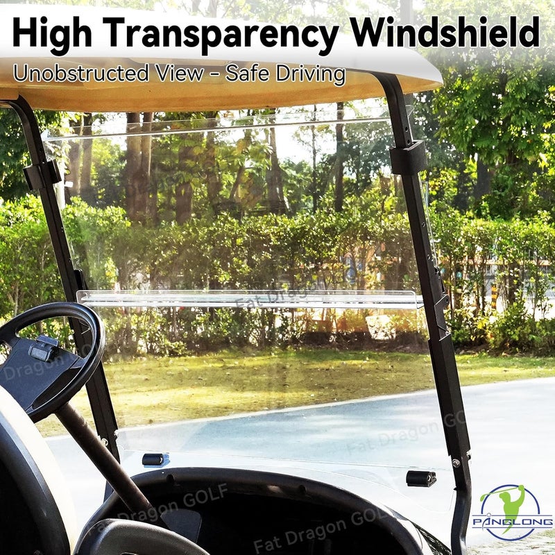 Panglong Precedent Golf Cart Windshield Clear & Tinted, with All Windshield Clips, Foldable Precedent Windshield Fit 2004-Up Club Car Precedent, Tempo, Onward, 37.59" W X 33.97" H - Image 2